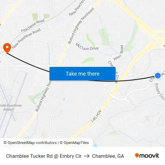 Chamblee Tucker Rd @ Embry Cir to Chamblee, GA map
