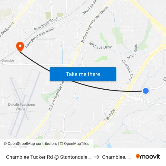 Chamblee Tucker Rd @ Stantondale Dr to Chamblee, GA map