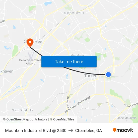 Mountain Industrial Blvd @ 2530 to Chamblee, GA map