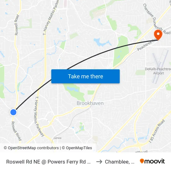 Roswell Rd NE @ Powers Ferry Rd NW to Chamblee, GA map