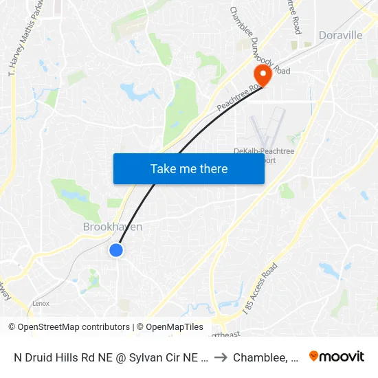 N Druid Hills Rd NE @ Sylvan Cir NE (S) to Chamblee, GA map
