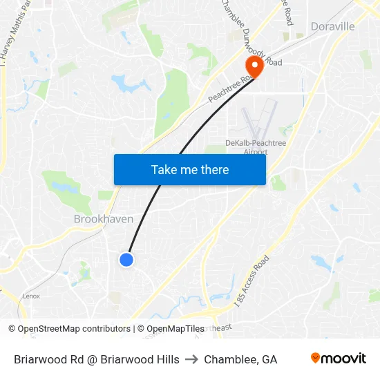 Briarwood Rd @ Briarwood Hills to Chamblee, GA map