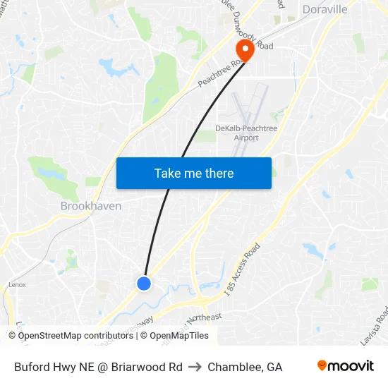 Buford Hwy NE @ Briarwood Rd to Chamblee, GA map