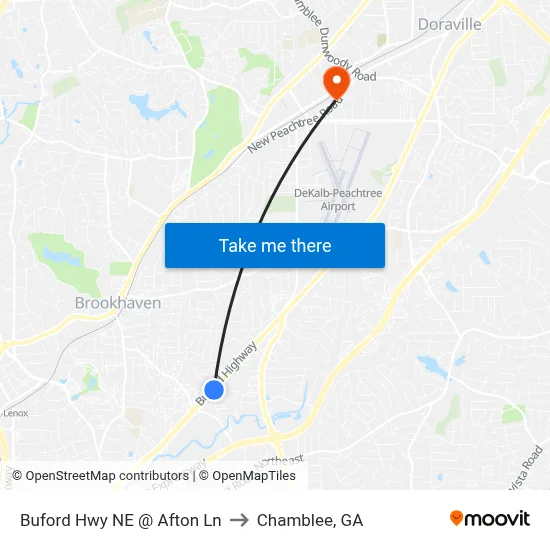 Buford Hwy NE @ Afton Ln to Chamblee, GA map