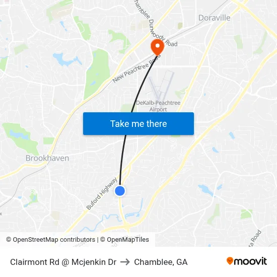Clairmont Rd @ Mcjenkin Dr to Chamblee, GA map