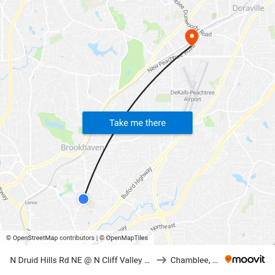 N Druid Hills Rd NE @ N Cliff Valley Way to Chamblee, GA map