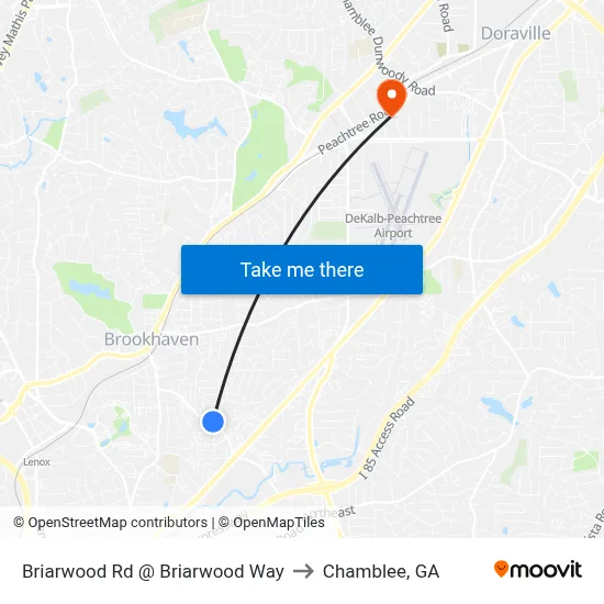 Briarwood Rd @ Briarwood Way to Chamblee, GA map