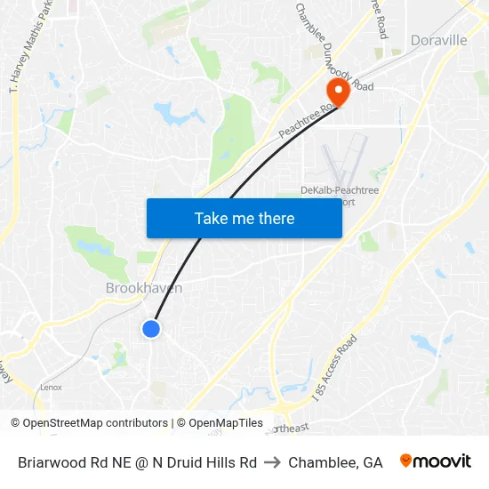 Briarwood Rd NE @ N Druid Hills Rd to Chamblee, GA map