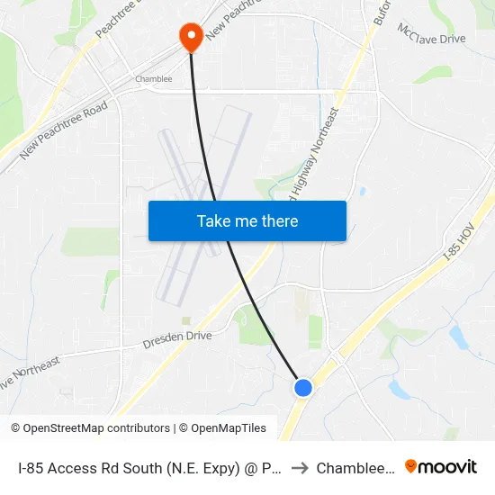 I-85 Access Rd South (N.E. Expy) @ Plaster Rd to Chamblee, GA map