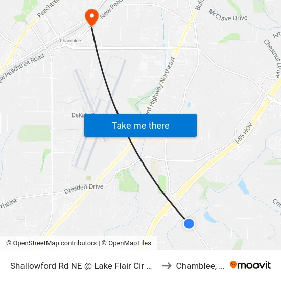 Shallowford Rd NE @ Lake Flair Cir NE (N) to Chamblee, GA map