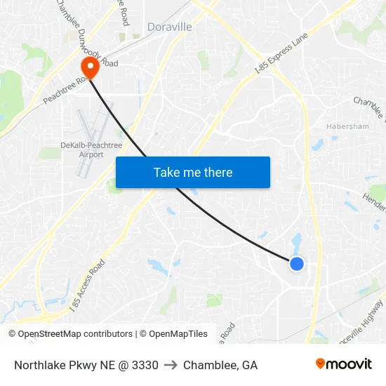 Northlake Pkwy NE @ 3330 to Chamblee, GA map