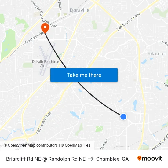 Briarcliff Rd NE @ Randolph Rd NE to Chamblee, GA map