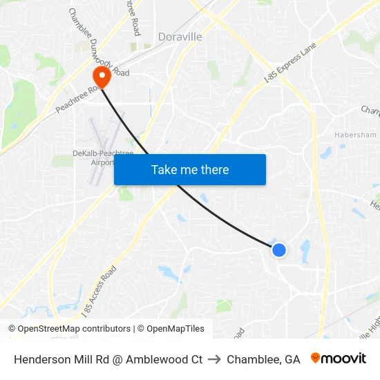 Henderson Mill Rd @ Amblewood Ct to Chamblee, GA map