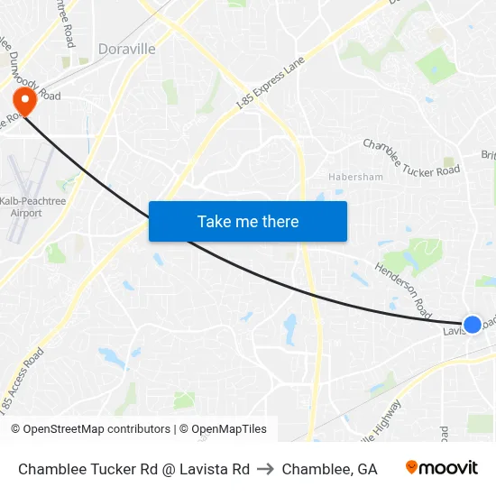 Chamblee Tucker Rd @ Lavista Rd to Chamblee, GA map