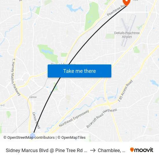 Sidney Marcus Blvd @ Pine Tree Rd NE to Chamblee, GA map