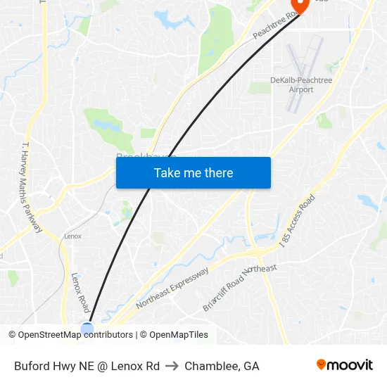 Buford Hwy NE @ Lenox Rd to Chamblee, GA map