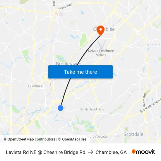 Lavista Rd NE @ Cheshire Bridge Rd to Chamblee, GA map