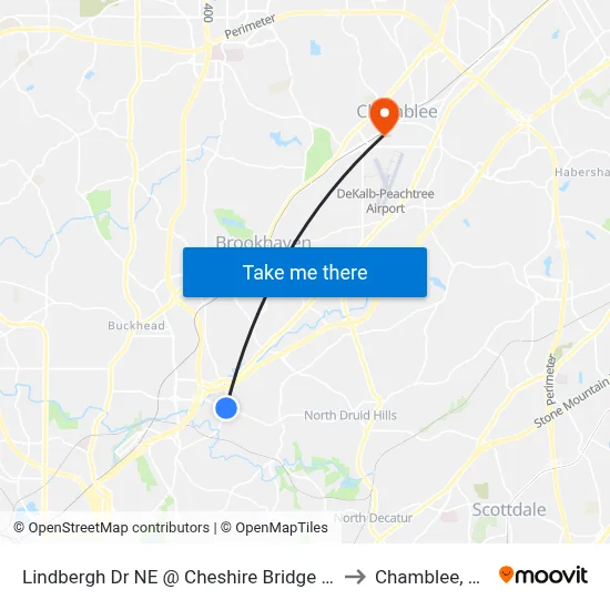 Lindbergh Dr NE @ Cheshire Bridge Rd to Chamblee, GA map