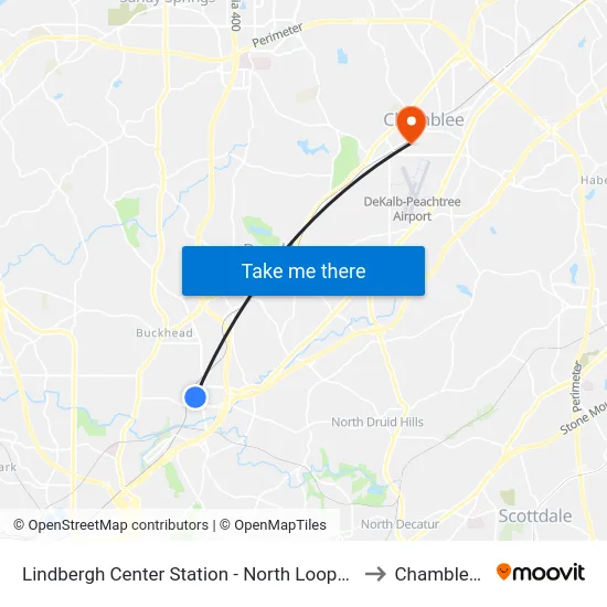 Lindbergh Center Station - North Loop/Morosgo Dr to Chamblee, GA map
