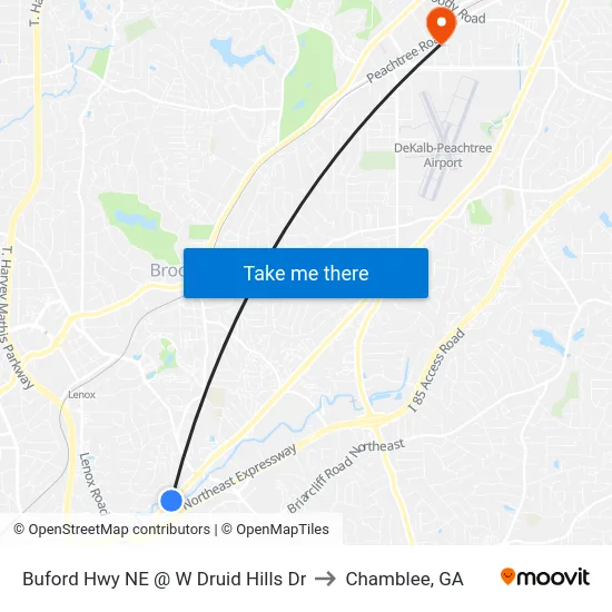 Buford Hwy NE @ W Druid Hills Dr to Chamblee, GA map