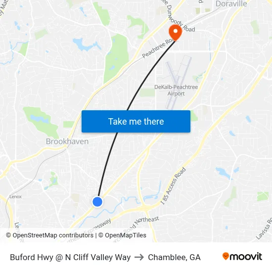 Buford Hwy @ N Cliff Valley Way to Chamblee, GA map