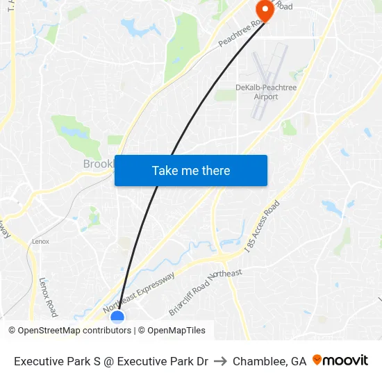 Executive Park S @ Executive Park Dr to Chamblee, GA map