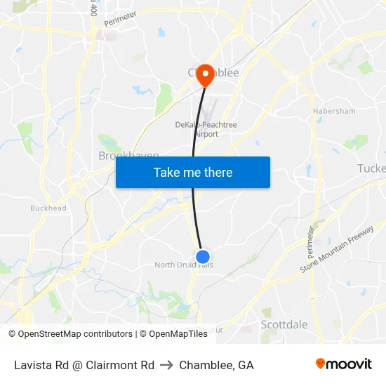 Lavista Rd @ Clairmont Rd to Chamblee, GA map