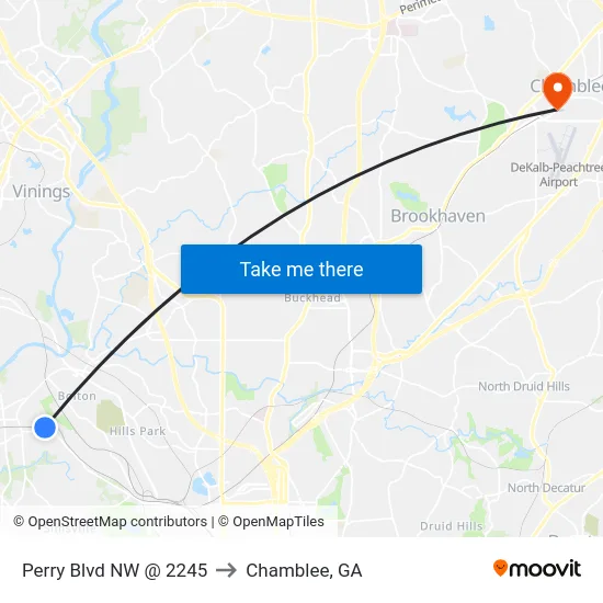 Perry Blvd NW @ 2245 to Chamblee, GA map