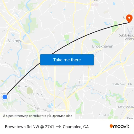 Browntown Rd NW @ 2741 to Chamblee, GA map