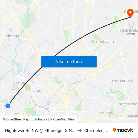 Hightower Rd NW @ Etheridge Dr NW to Chamblee, GA map
