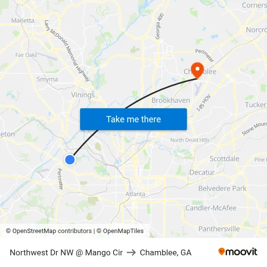 Northwest Dr NW @ Mango Cir to Chamblee, GA map