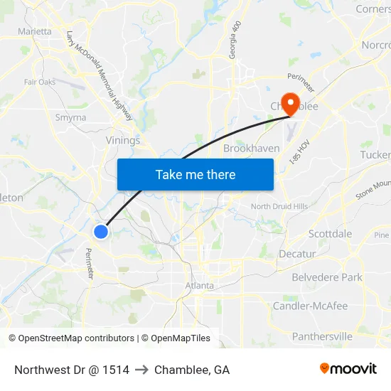 Northwest Dr @ 1514 to Chamblee, GA map