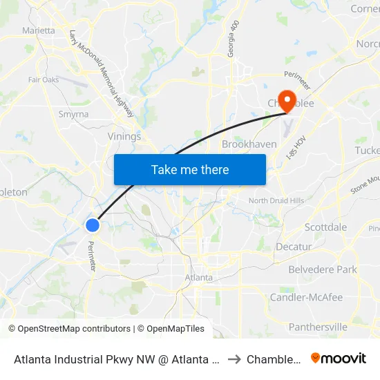 Atlanta Industrial Pkwy NW @ Atlanta Industrial Dr to Chamblee, GA map