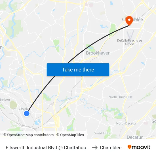 Ellsworth Industrial Blvd @ Chattahoochee Ave to Chamblee, GA map