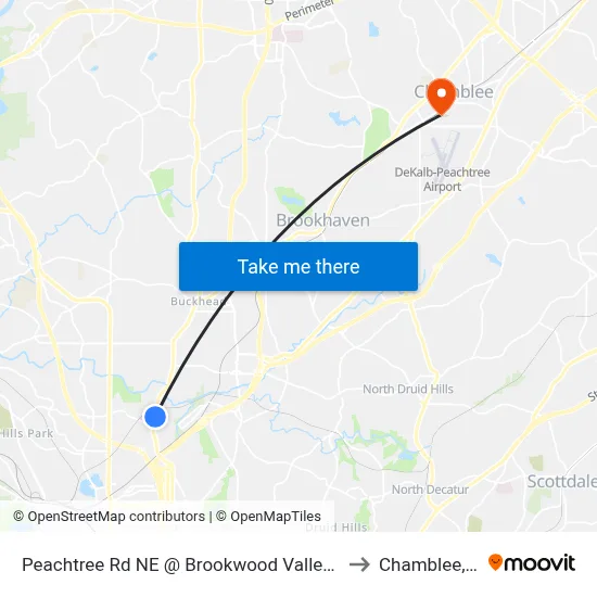 Peachtree Rd NE @ Brookwood Valley Cir NE to Chamblee, GA map