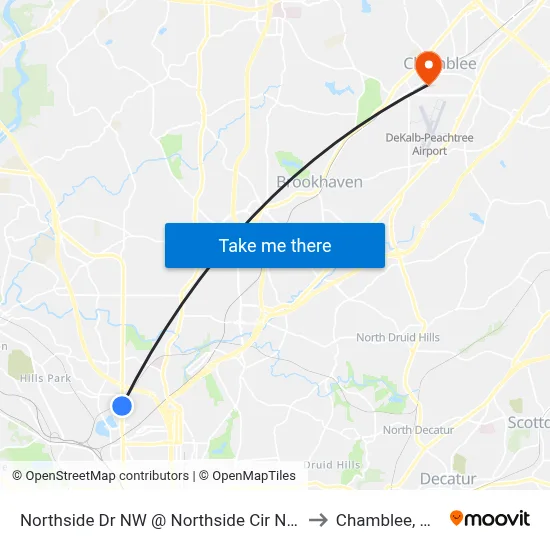 Northside Dr NW @ Northside Cir NW to Chamblee, GA map