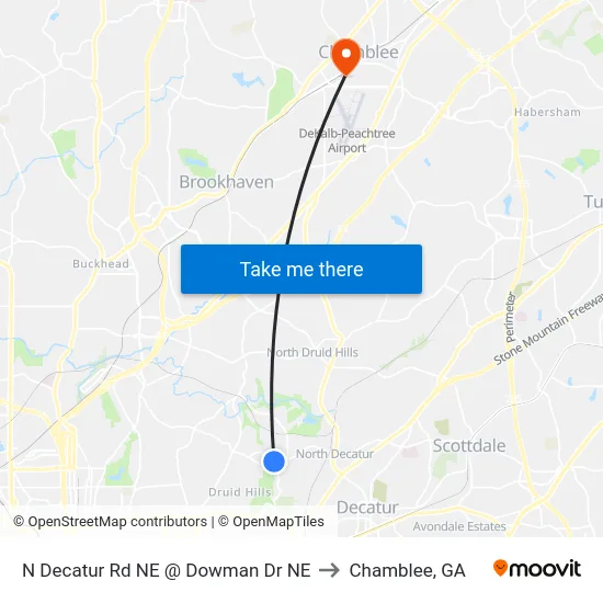 N Decatur Rd NE @ Dowman Dr NE to Chamblee, GA map