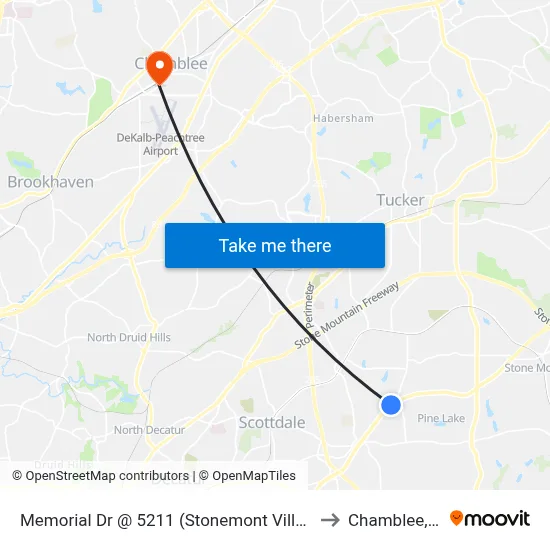 Memorial Dr @ 5211 (Stonemont Village Sc) to Chamblee, GA map