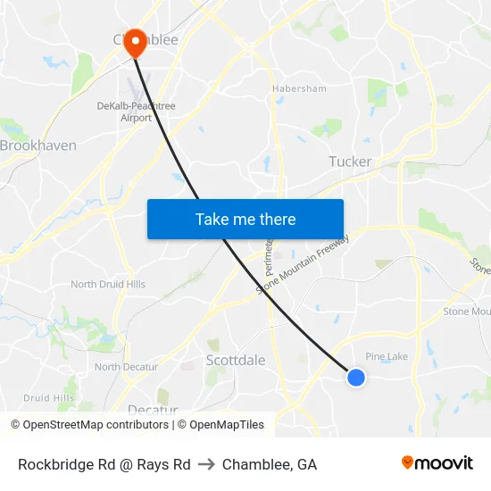 Rockbridge Rd @ Rays Rd to Chamblee, GA map