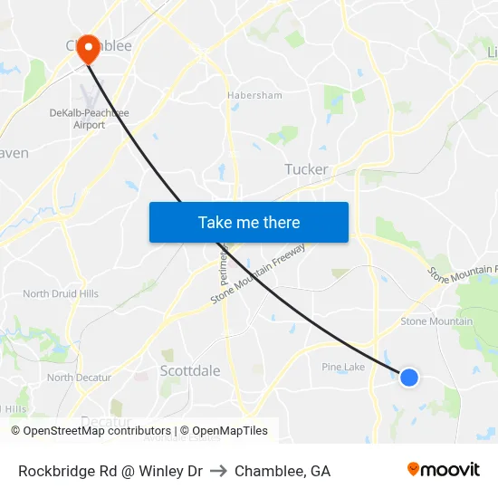 Rockbridge Rd @ Winley Dr to Chamblee, GA map