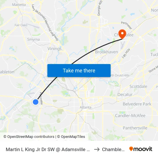 Martin L King Jr Dr SW @ Adamsville Place Pkwy to Chamblee, GA map