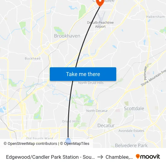 Edgewood/Candler Park Station - South Loop to Chamblee, GA map
