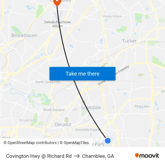 Covington Hwy @ Richard Rd to Chamblee, GA map