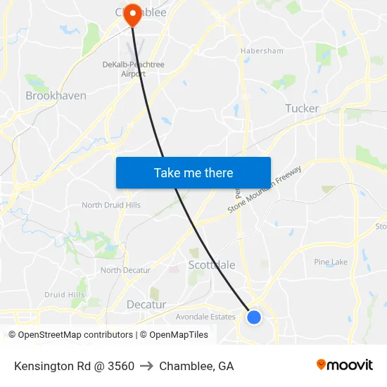 Kensington Rd @ 3560 to Chamblee, GA map