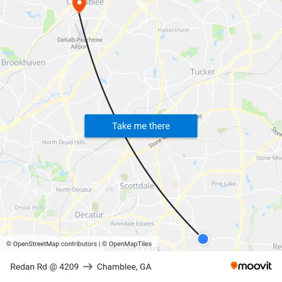 Redan Rd @ 4209 to Chamblee, GA map