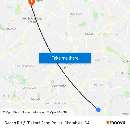 Redan Rd @ To Lani Farm Rd to Chamblee, GA map