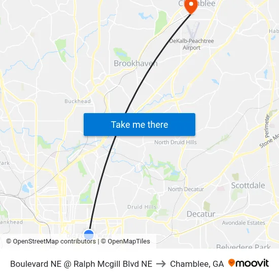 Boulevard NE @ Ralph Mcgill Blvd NE to Chamblee, GA map