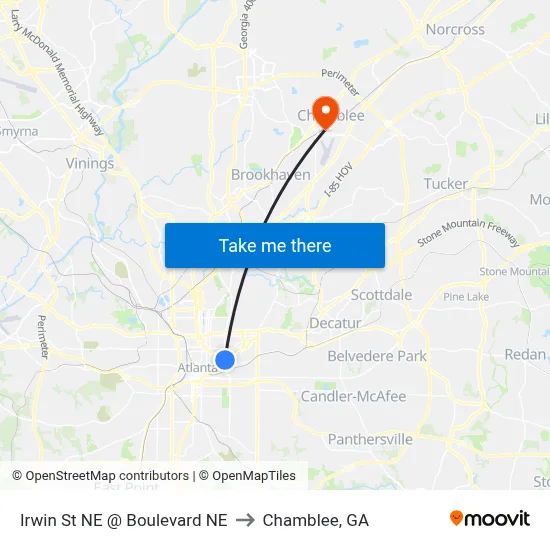 Irwin St NE @ Boulevard NE to Chamblee, GA map