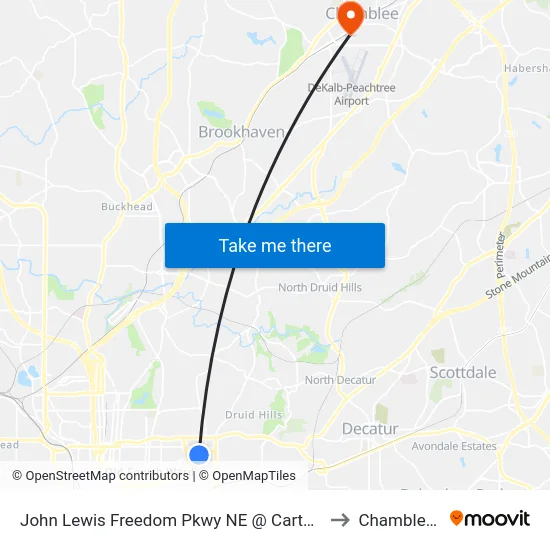 John Lewis Freedom Pkwy NE @ Carter Center Entr to Chamblee, GA map