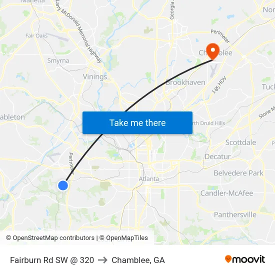 Fairburn Rd SW @ 320 to Chamblee, GA map